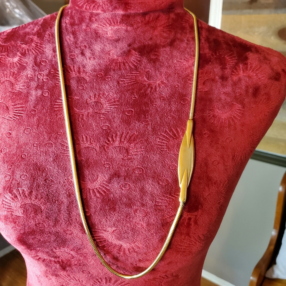 Monet Gold Tone Vintage Wide Bar Necklace
